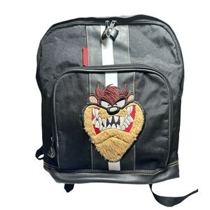 1998 RARE Looney Tunes Embroidered Taz‎ Tasmanian Devil Backpack Black Bag VTG